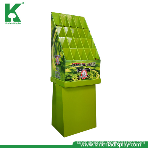 Green Tea Product Cell Compartment Carton Cardboard Floor Display Rack Stands